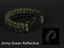Load image into Gallery viewer, 24.5cm Nine Core Reflective Paracord Escape Emergency Glowing Plaited Rope EDC Survival Saving Bracelet with Whistle Tools