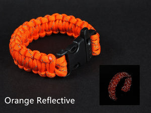 24.5cm Nine Core Reflective Paracord Escape Emergency Glowing Plaited Rope EDC Survival Saving Bracelet with Whistle Tools